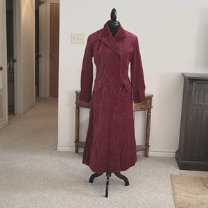 Newport News Full Length Cranberry Velveteen Double-Breasted Coat Size 12P